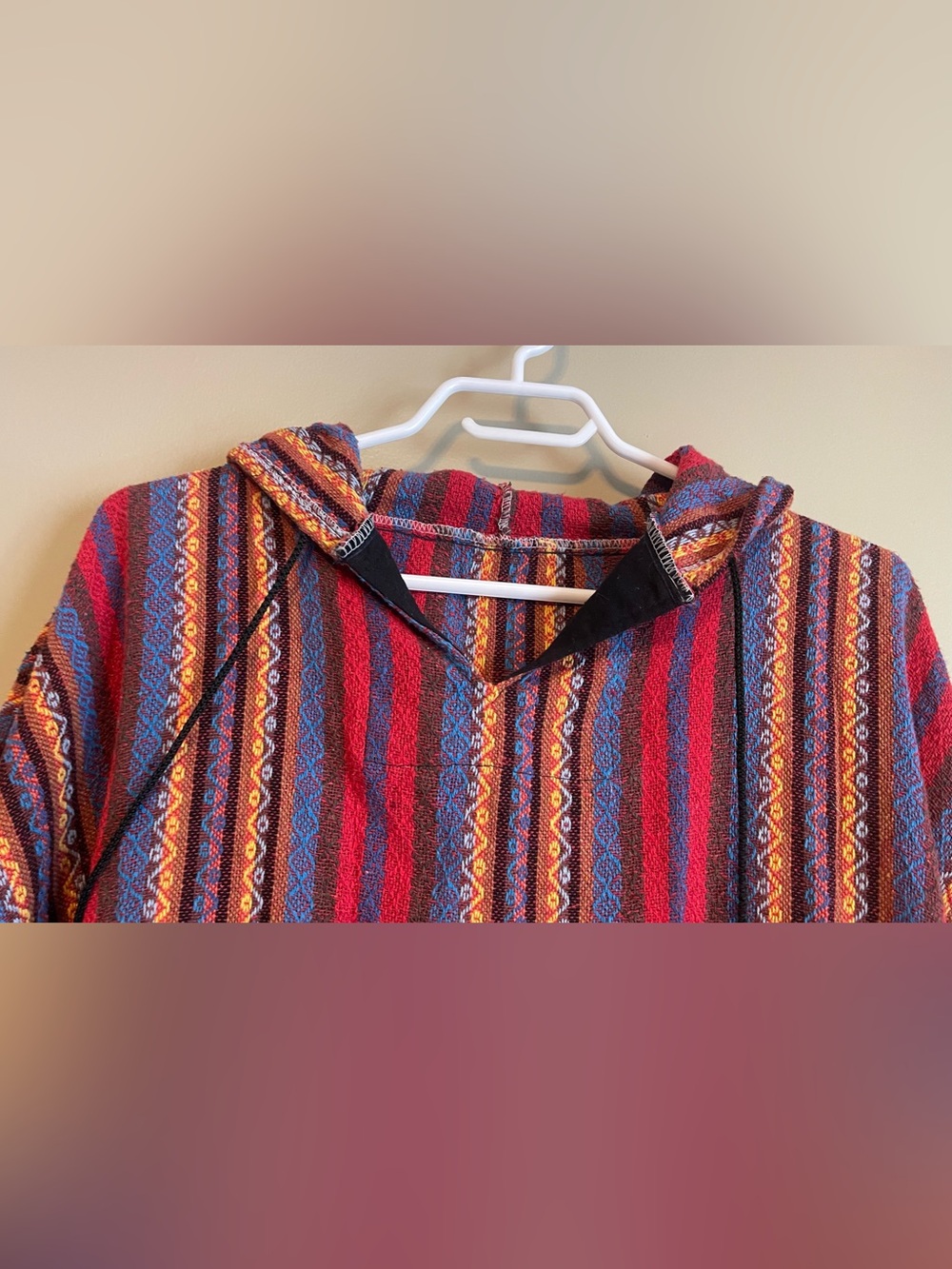 Handmade Woven Boho Hooded Poncho - Picture 8 of 10